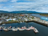 Wharf from above with fishing boats